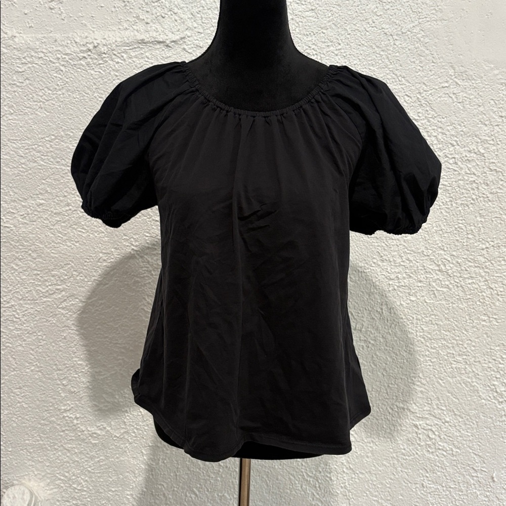 Black Puff Sleeve Blouse Size X-Large - Picture 3 of 7